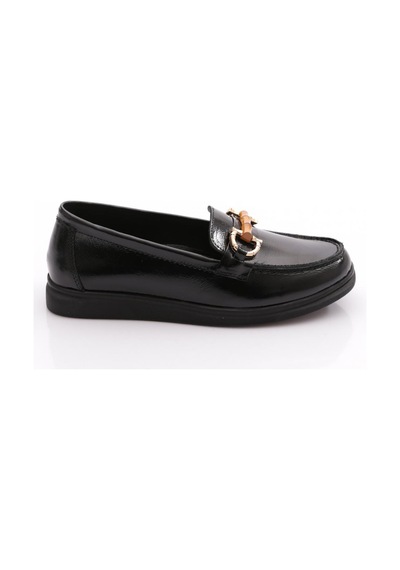 Dgn 7071-1 Kadin Loafer Ayakkabi Siyah Rugan