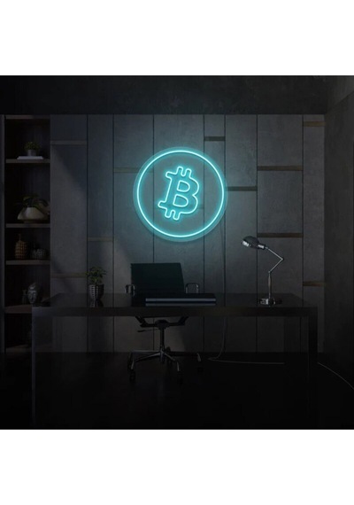 Bitcoin Logo Neon Tabela Turkuaz