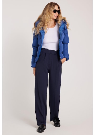 Tudors Kadın Regular Fit Klasik Kesim Cırt Kapamalı Geniş Paça Lacivert Pantolon-39577 Lacivert