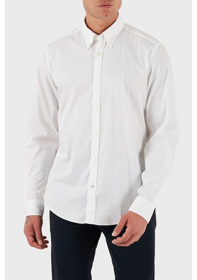 Boss Pamuklu Slim Fit Düğmeli Yaka Uzun Kollu Gömlek Erkek Gömlek 50545227 100 Beyaz