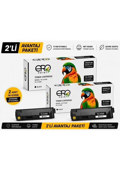 Kyocera Tk-5195k Siyah Uyumlu,  Toner - 2'li  Paket
