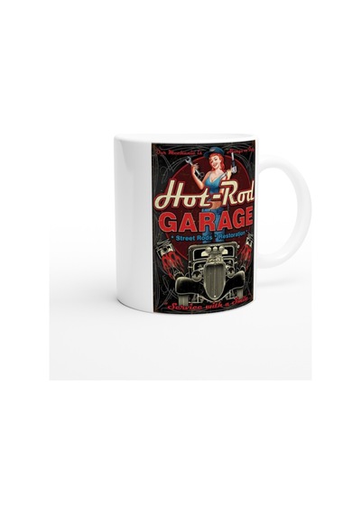 Hot-rod Mekanik Temalı Retro Kupa Bardak Renkli