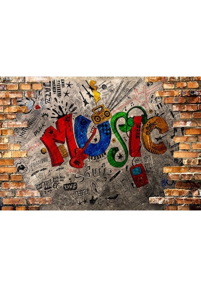 3D Müzik Temalı Yazılı Özel Tasarım Duvar Kağıdı