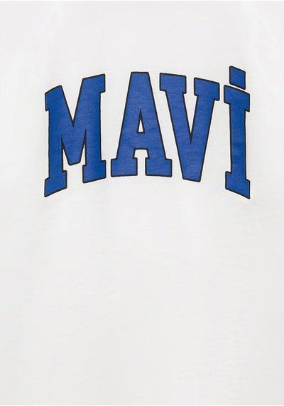 Mavi - Mavi Logo Baskılı Ekru Tişört 6610418-70057 Ekru