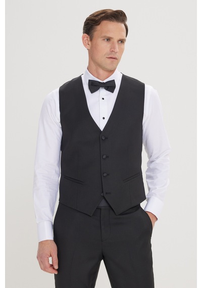 Ac&Co / Altınyıldız Classics Erkek Sıyah Slim Fit Dar Kesim Kırlangıç Yaka Balıksırtı Desenli Yelekli Smokin Takım Sıyah Siyah Ac&Co / Altınyıldız Classics Erkek Sıyah Slim Fit Dar Kesim Kırlangıç Yaka Balıksırtı Desenli Yelekli Smokin Takım Sıyah Siyah