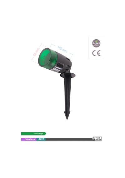 ACK Yeşil Renk PC Kazıklı Çim Armatürü GU10 Duy'lu Yeşil
