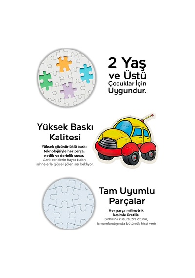 13 Parça Taşıt Figürlü Puzzle Seti - Araba Gemi Uçak Helikopter Şekilli 2-3 Yaş Eğitici Yapboz