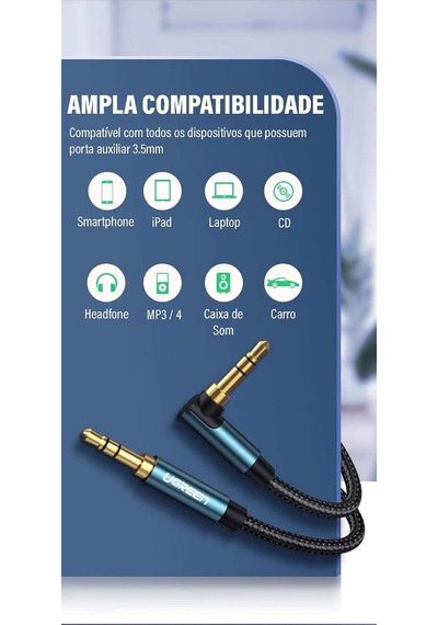 90 Derece L Tipi 3.5 Mm Aux Ses Kablosu Mavi 1 Metre
