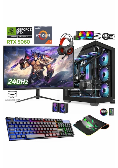 Apphirex Ghost X50 R7-5700X 16 GB 512 GB M2 SSD RTX5060 24" W11P Masaüstü Oyuncu Bilgisayarı