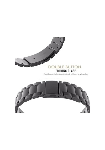 Huawei Watch Gt3 42mm Uyumlu Kordon Klasik Baklava Model Paslanmaz Çelik Metal Kayış
