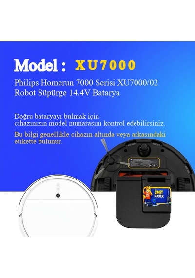Philips Homerun 7000 Serisi Xu7000/02 Robot Süpürge 7000 Mah Batarya