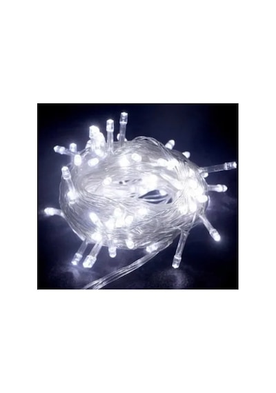 Askımo - 10m 100 Led Boncuk Lamba Beyaz Işık Şeffaf Kablo Diğer