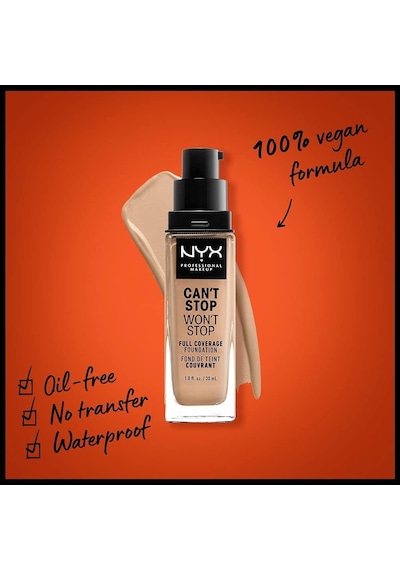 NYX Professional Makeup Can't Stop Won't Stop Full Coverage Foundation 08 True Beige 30 ML
