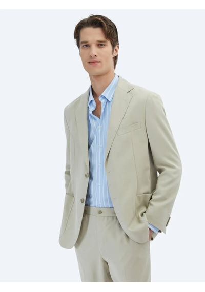 Kip Bej Düz Modern Fit Takım Elbise Bej