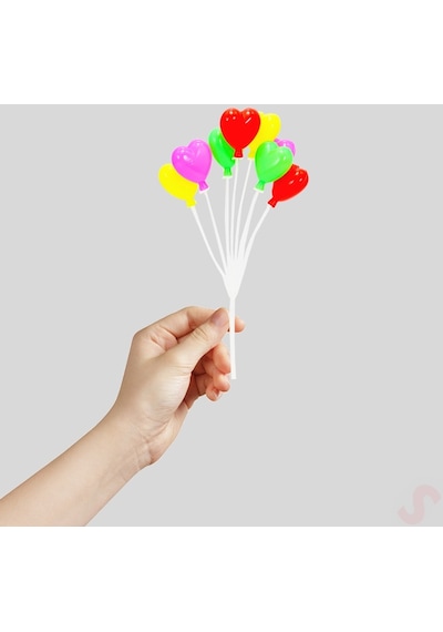Plastik Minyatür Kalp Teraryum Obje 17Cm - 8'Li Demet