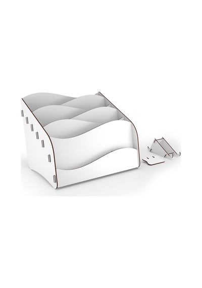 Wavy Montessori Çocuk Kitaplığı Ahşap Çocuk Odası Mini Kitaplık Masaüstü Organizer Beyaz - 657834234 Beyaz