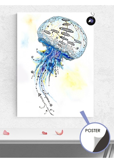 Geometrik Deniz Anası Hayvan Poster - Afiş - Dekoratif Duvar Posteri