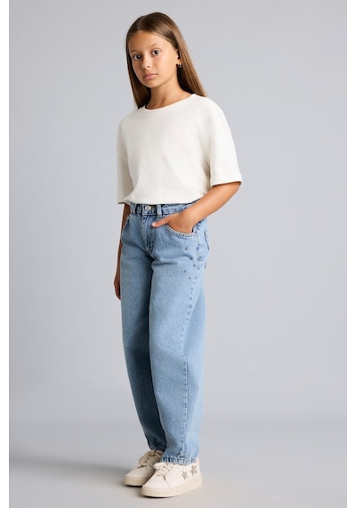Defacto %100 Pamuk Pens Detaylı Cepli Baggy Fit Jean Pantolon Kız Çocuk H8895a826aunm28 Mavi-nm28