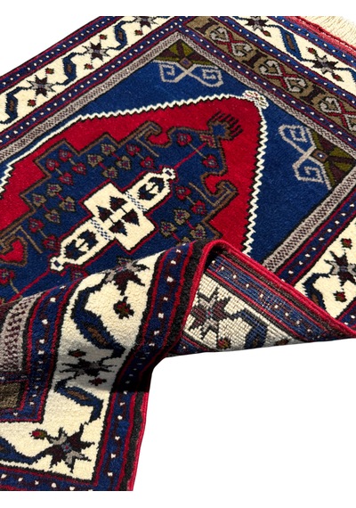 El Dokuma Sıfır Obruk Halısı 82x125 Lacivert Yün Kalın Halı