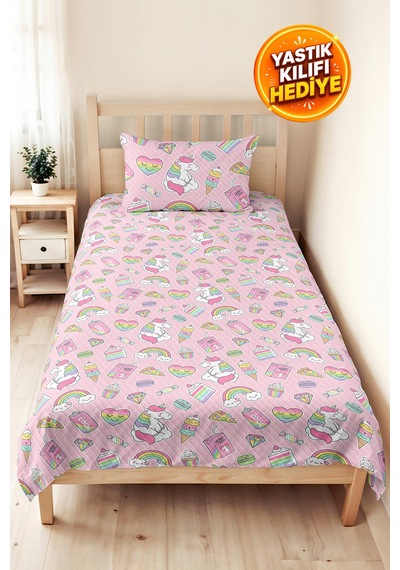 Evimde Bambaşka Pembe Unicorn Gökkuşağı Kız Çocuk Pike Takımı - Pastel Bebek Odası Yatak Örtüsü - 160x220 CM Evimde Bambaşka Pembe Unicorn Gökkuşağı Kız Çocuk Pike Takımı - Pastel Bebek Odası Yatak Örtüsü - 160x220 CM