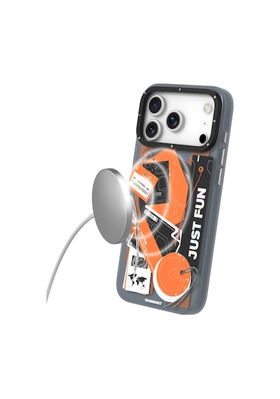 Apple Uyumlu iPhone 17 Pro  Kılıf M-safe Şarj Özellikli Youngkit Different Dimension Serisi Kapak Turuncu Turuncu