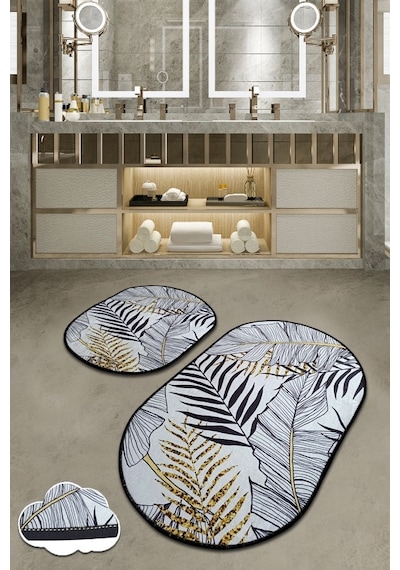 Herbal 2 Li Set Banyo Halısı Paspas Yıkanabilir Çok Renkli