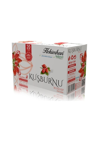 Hekimhan Bitkisel Kuşburnu Doğal Bitki Süzen Poşet Çay 20 x 2 G