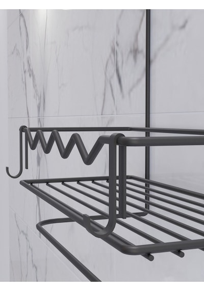 Suntel Dalga Desenli 2 Katlı Banyo Rafı Banyo Düzenleyici Banyo Organizer Siyah Suntel Dalga Desenli 2 Katlı Banyo Rafı Banyo Düzenleyici Banyo Organizer Siyah