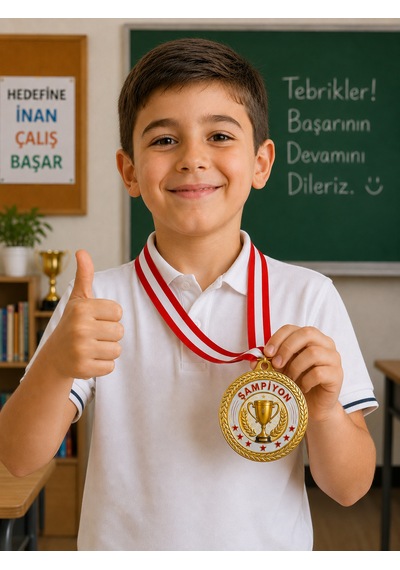Şampiyon Madalyası - Dijital Baskılı 1. Kalite Madalya Altın
