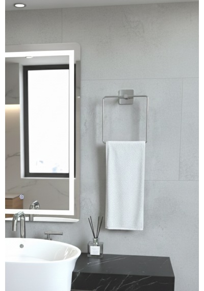 Yapışkanlı Krom Havluluk Kare Banyo Pratik Havluluk Krom