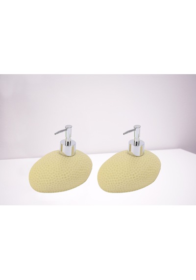 Banyo Seti Sıvı Sabunluk 2 Adet Sarı Petek Desenli Poliresin 14x8 Sarı