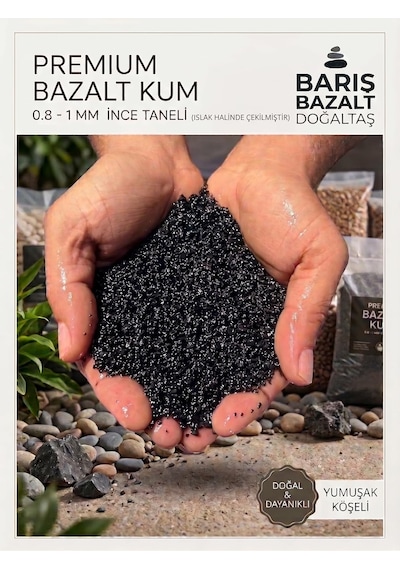 Premium Siyah Bazalt Akvaryum Kumu 5 Kg