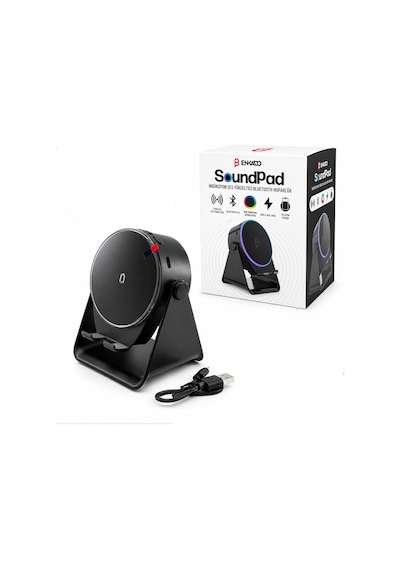 Soundpad Bluetooth Hoparlör - İndüksiyon Temas Özellikli - Telefon Standlı - Type-c Şarj - Rgb Ambiyans Aydınlatma