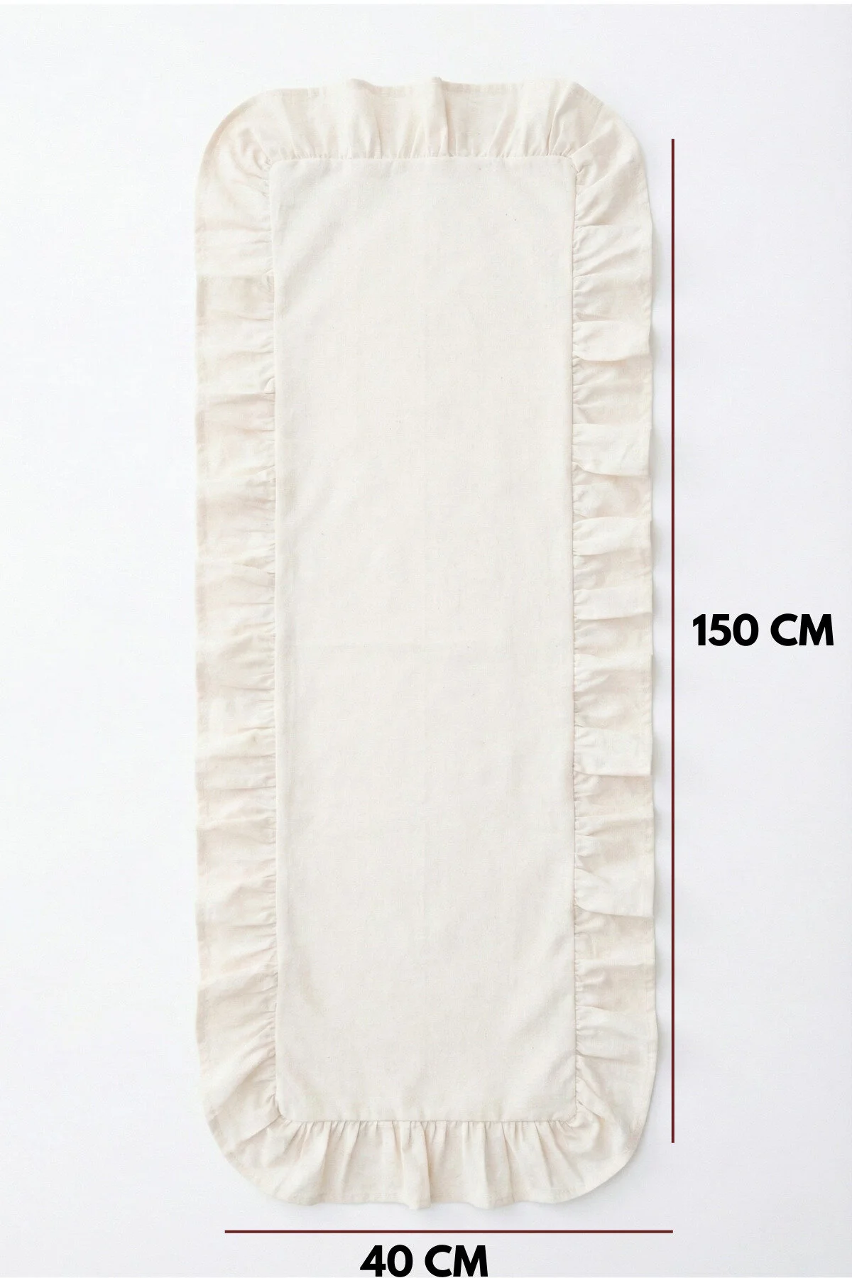 Morlay Ham Naturel Fırfırlı Keten Runner - 40x150 cm