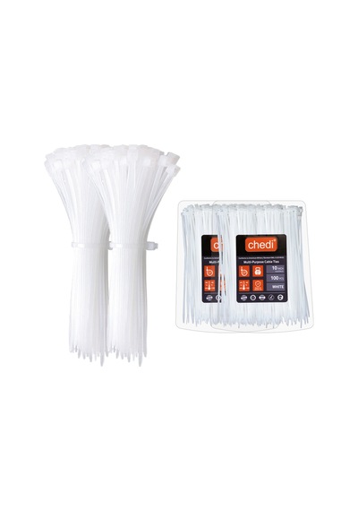 Chedı Kablo Bağları, 25 Cm 200'lü Paket Çok Amaçlı Kullanım, Premium Kalite Beyaz Kablo Klipsi