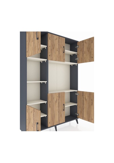 Arges Dolap 9 Raflı 6 Kapaklı 132x30x195 Antrasit-çam/aytaşı Antrasit