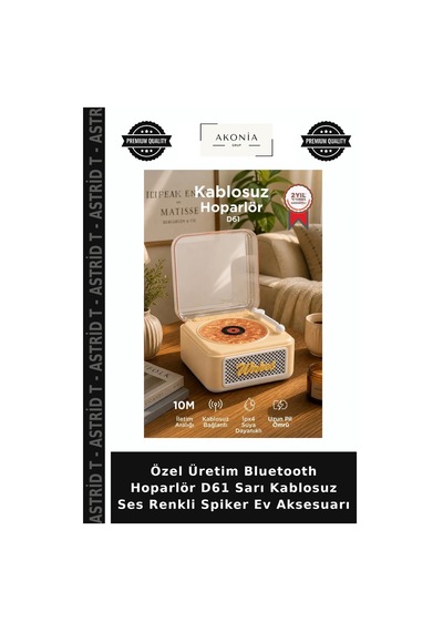 Özel Üretim Bluetooth Hoparlör D61 Sarı Kablosuz Ses Renkli Spiker Ev Aksesuarı