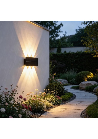 Led Duvar Lambası Dış Mekan Güneş Işığı Yukarı Ve Aşağı Modern Duvar Aydınlatması Ip65 Su Geçirmez Dış Mekan Duvar Lambası Teras Bahçe Giriş Koridor Çitler Doğal Işık, 6 Başlı Diğer