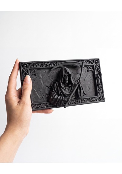 Azrail Duvar Heykeli Grim Reaper 3d Rölyef Tablo Gotik Cadılar Bayramı Mat Siyah 25 Cm Duvar Dekoru Dark Fantasy Severlere Hediye 25cm