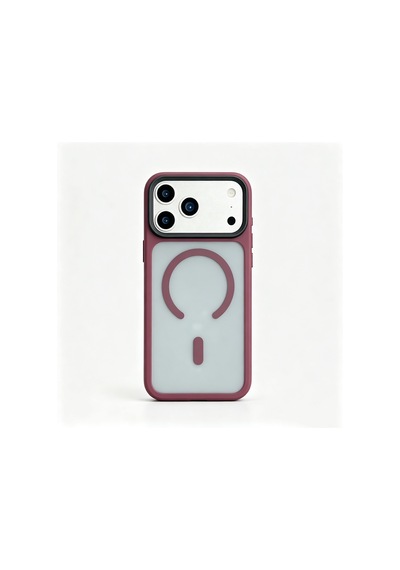 Maks Technology Apple Uyumlu iPhone 18 Pro Kılıf Mat Arka Yüzey Wireless Şarj Özellikli Mkst Flet M-safe Kapak - Mürdüm