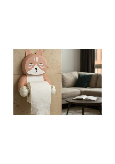 Kedi Tasarımlı Tuvalet Kağıdı Tutucu