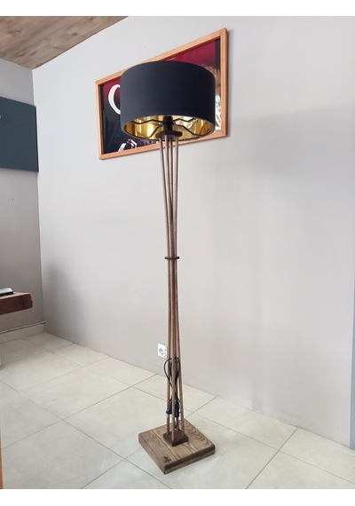Balsa Dekor Ahşap Lambader Ceviz Siyah Gold Altın - Siyah