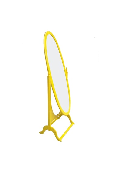 Boy Ayna Oval Model Ahşap Parlak Sarı Boya Natüre Klasik Ahşap M Ahşap