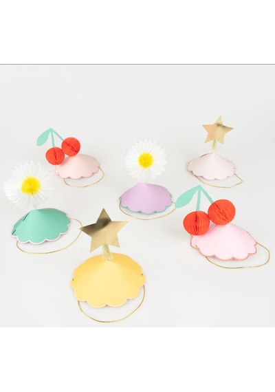 Meri Meri - Happy Icons Party Hats - Mutlu Semboller Parti Şapkaları 6'lı Çok Renkli
