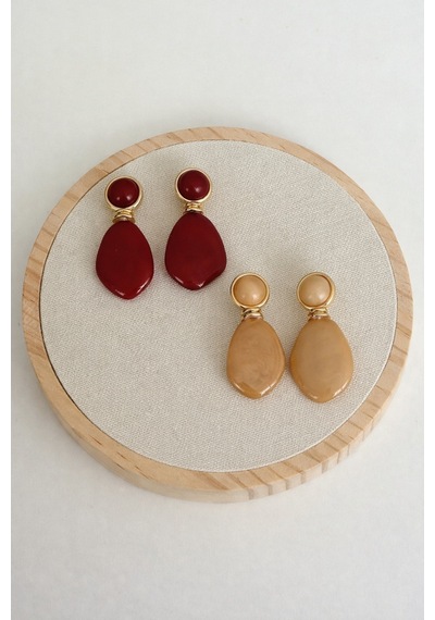 Lunarie Vintage Mürdüm Bordo Büyük Damla Küpe