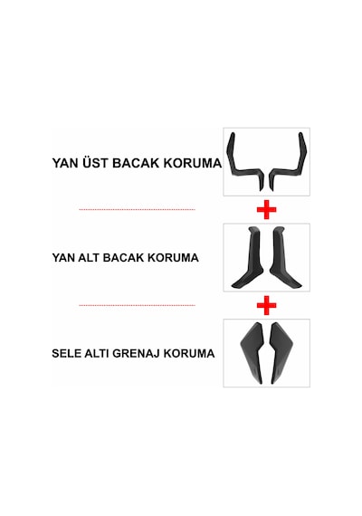 GP Kompozit Honda ADV 350 2023-2025 Uyumlu Üst/Alt Bacak ve Grenaj Koruma Seti Siyah