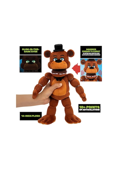 Five Nights At Freddy's Freddy Fazbear Sesli Pozlanabilir Peluş 36 Cm Karanlıkta Parlayan Ayı Kahverengi