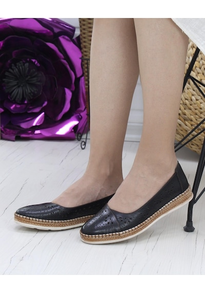 Nesil Shoes Syg P24 Siyah Hakiki Deri Kadın Ayakkabı-siyah Siyah