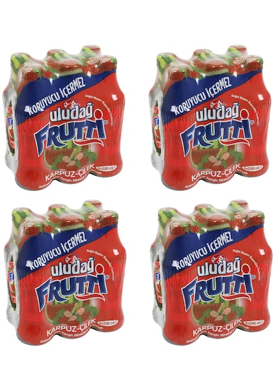 Uludağ Frutti Karpuz Çilek Aromalı Maden Suyu 200 Ml X 24 Adet