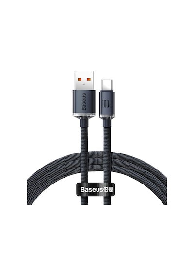 Crystal Shine Usb-a - Type-c Hızlı Şarj Veri Kablosu 100w 5a 1,2m Siyah İphone İle Uyumlu De Standart